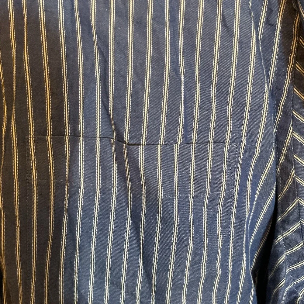 Men's Banana Republic Blue White Stripe Long Sleeve‎ Button Up Size XL
